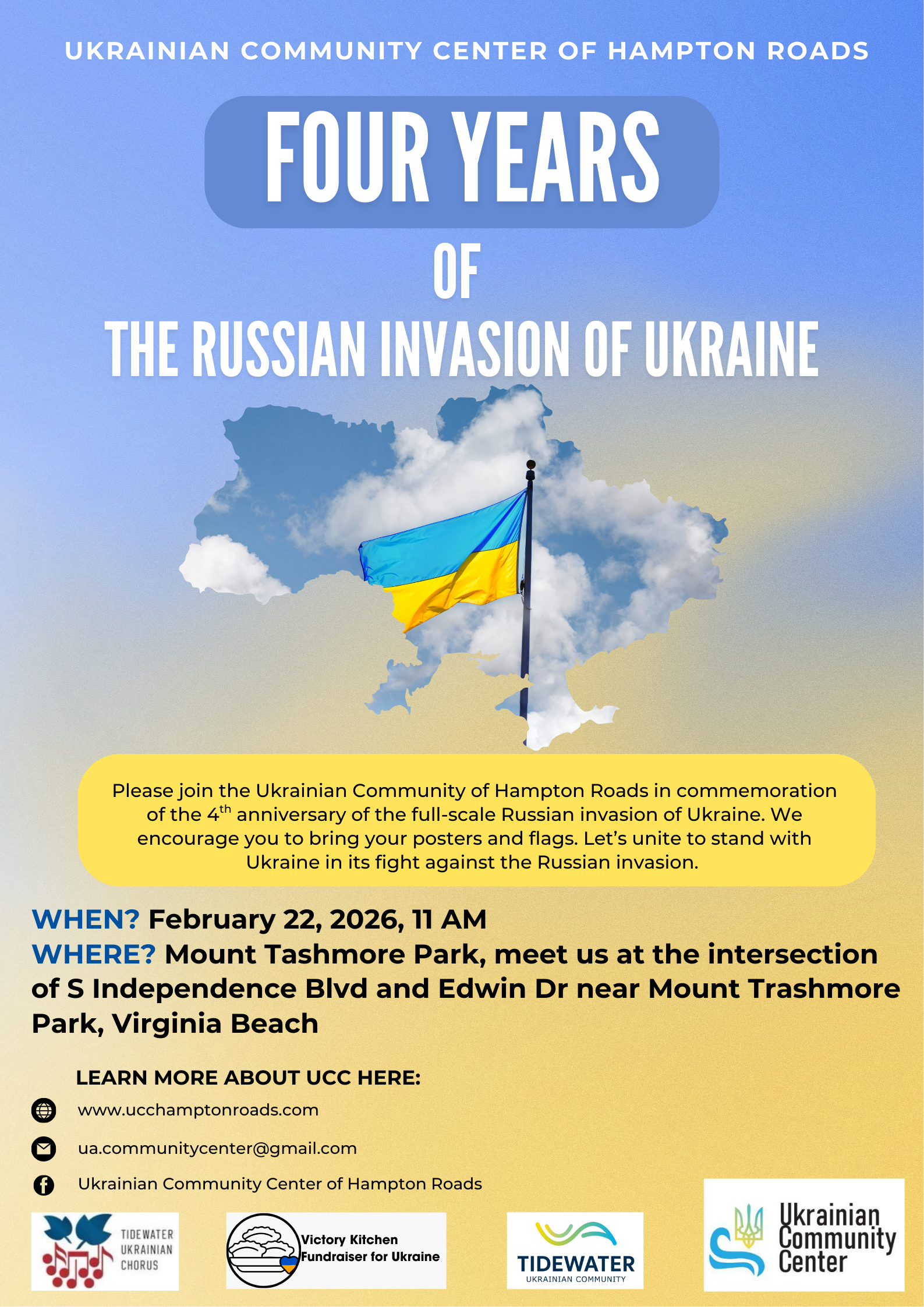 4 YEARS of the Russian Invasion of Ukraine - Commemoration Rally in Virginia Beach